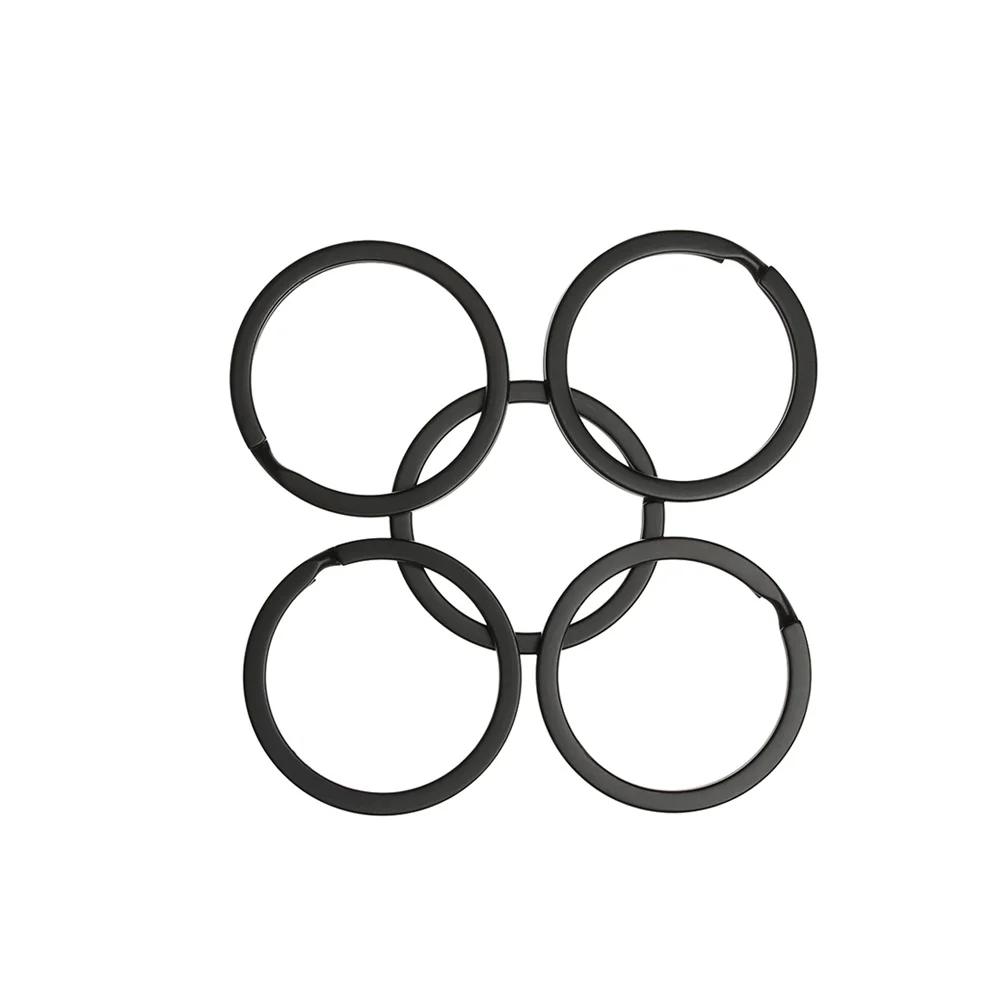 5Pcs Preto Cor Metal Chaveiro 25/28/30/32/35mm Plana Chave Titular Dividir Anéis Chaveiro Chaveiro Conectores DIY Jóias Descobertas