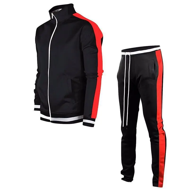 New sports suit side bar running fitness cardigan stand up collar jacket set fashionable long sleeved pants slim fit