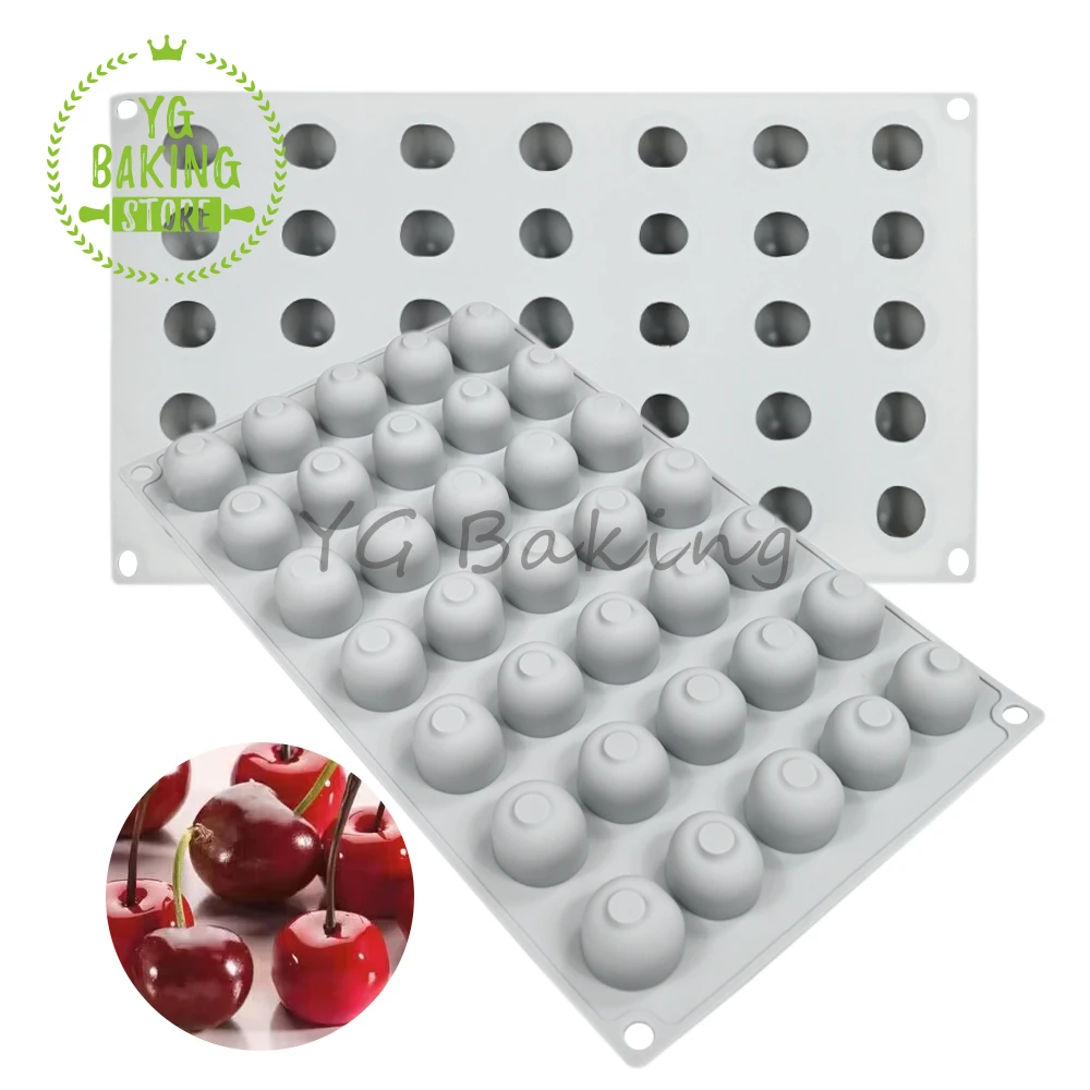 Dorica 35 Cavity Mini Cherry Design Silicone Mousse Mould 3D Fruit Chocolate Mold DIY Cake Decorating Tools Kitchen Bakeware