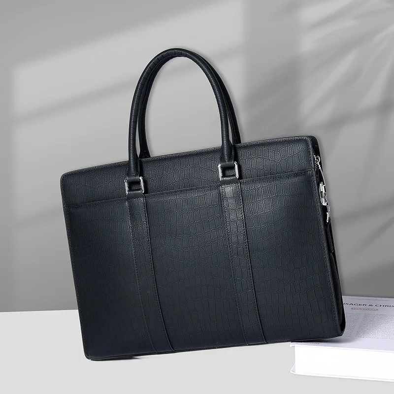 حقيبة يد رجال الأعمال حقيقية رسول حقيبة رجالية فاخرة حقيبة بسيطة المحمولة المحامي الرجال اجتماع جلد البقر حقيبة رسمية #1