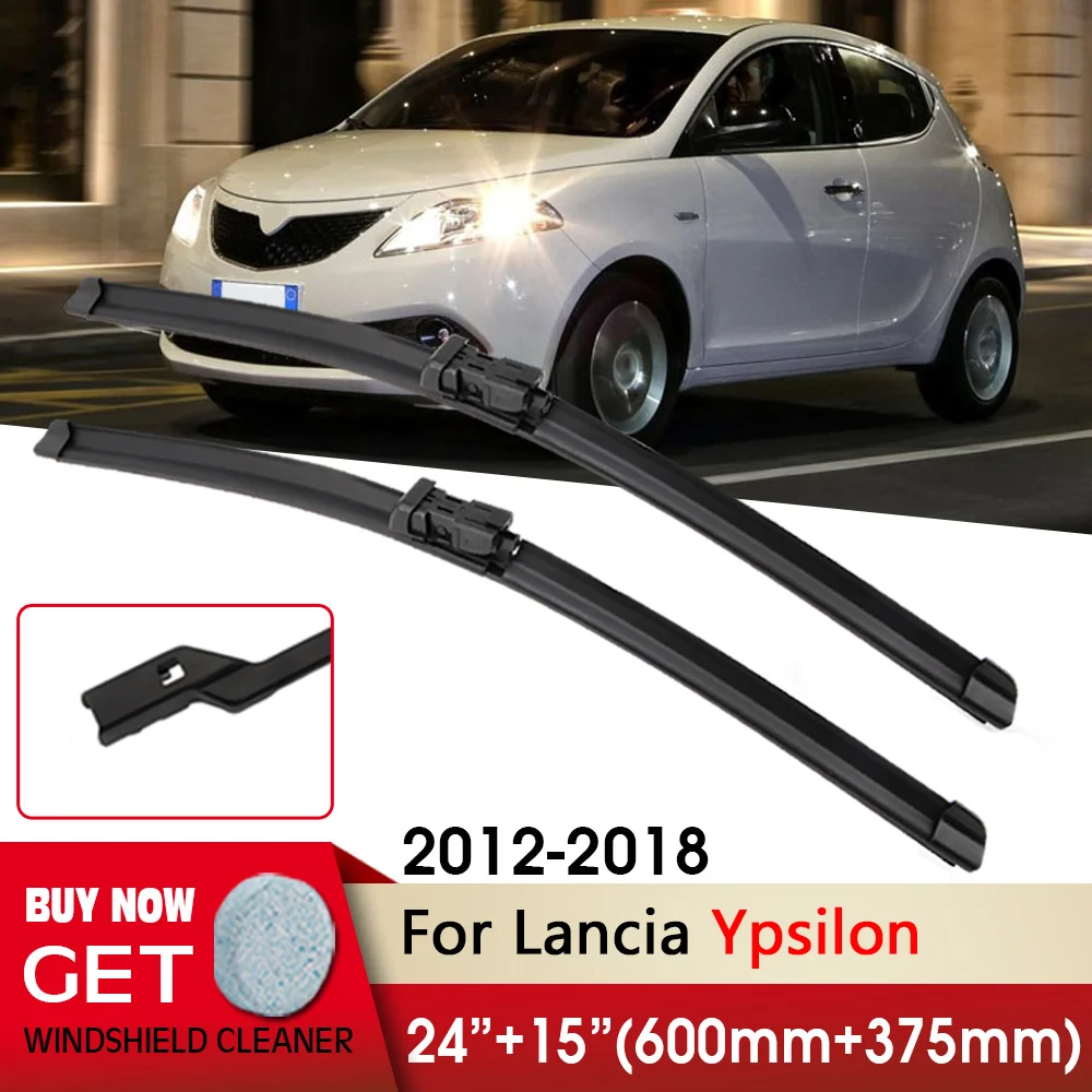 

Car Wiper Front Blades 24"+15" For Lancia Ypsilon 2012-2018 Fit push button Front Windscreen Wipers Auto Accessories