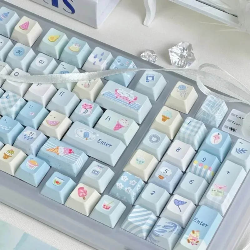 Summer Theme Keycaps 147 Key PBT Sublimation Cherry/SOA Profile Original Handmade Customized Keycaps Mechanical Keyboard Gifts