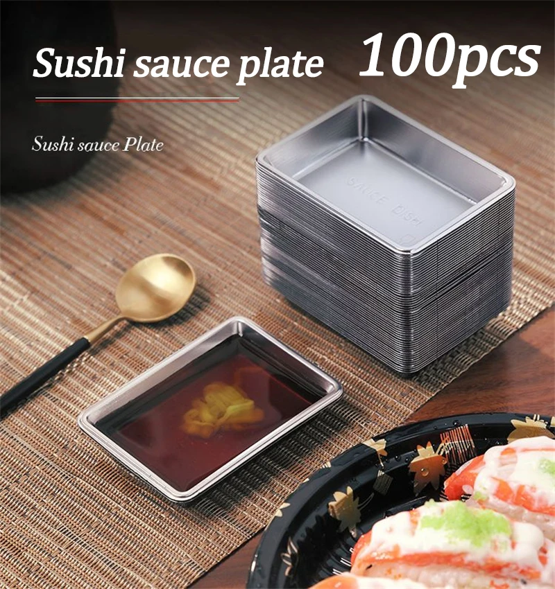 

100pcs Disposable Sauce Dishes Seasoning Plate Mini Appetizer Sushi Mustard Condiment Serving Tray Dipping Bowls Sushi Tray