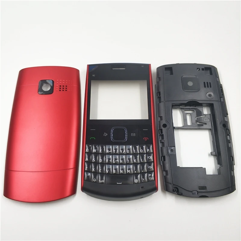 Full Housing Mobile phone shell For Nokia X2-01 X201 Front bezel + Middle Bezel +Battery Cover + English Keypad