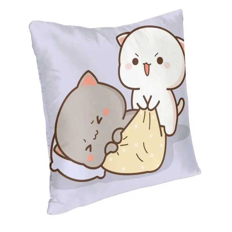 Peach And Goma Mochi Cat Wake Up Cushion Cover 45x45 Decoration 3D Print Throw Pillow for Sofa Double Side