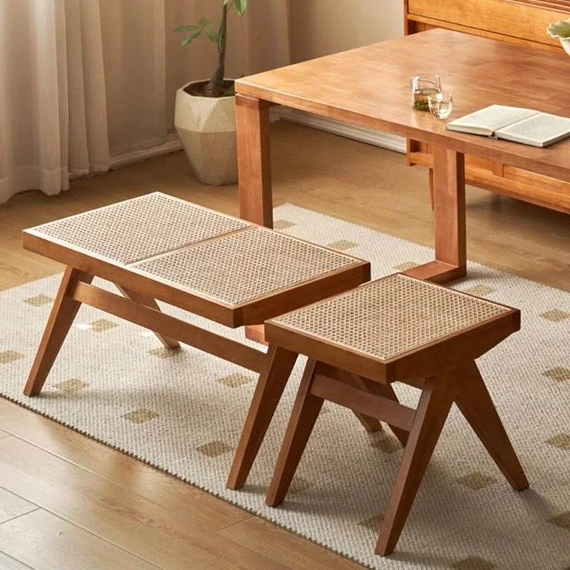 

Rattan stool bench single small chair living room home simple rattan versatile beautiful Internet celebrity ins dining chair