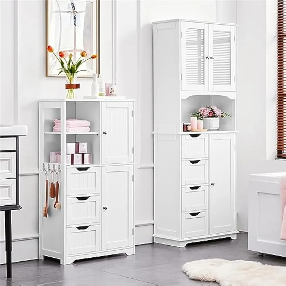 

Bathroom Floor Cabinet 42 Inches, Independent Storage Cabinet with 3 Drawers, 2 Shelves, and 2 Doors