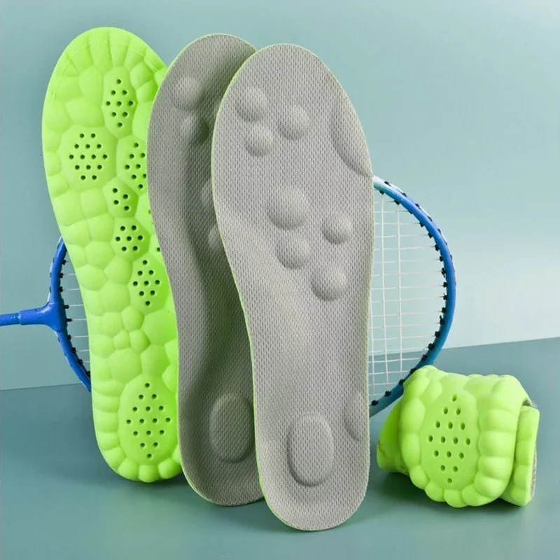 Plantillas de absorción de impacto 4D Unisex, almohadillas de zapatos de masaje de látex de alta elasticidad, almohadillas suaves para deportes, cojines desodorantes para correr