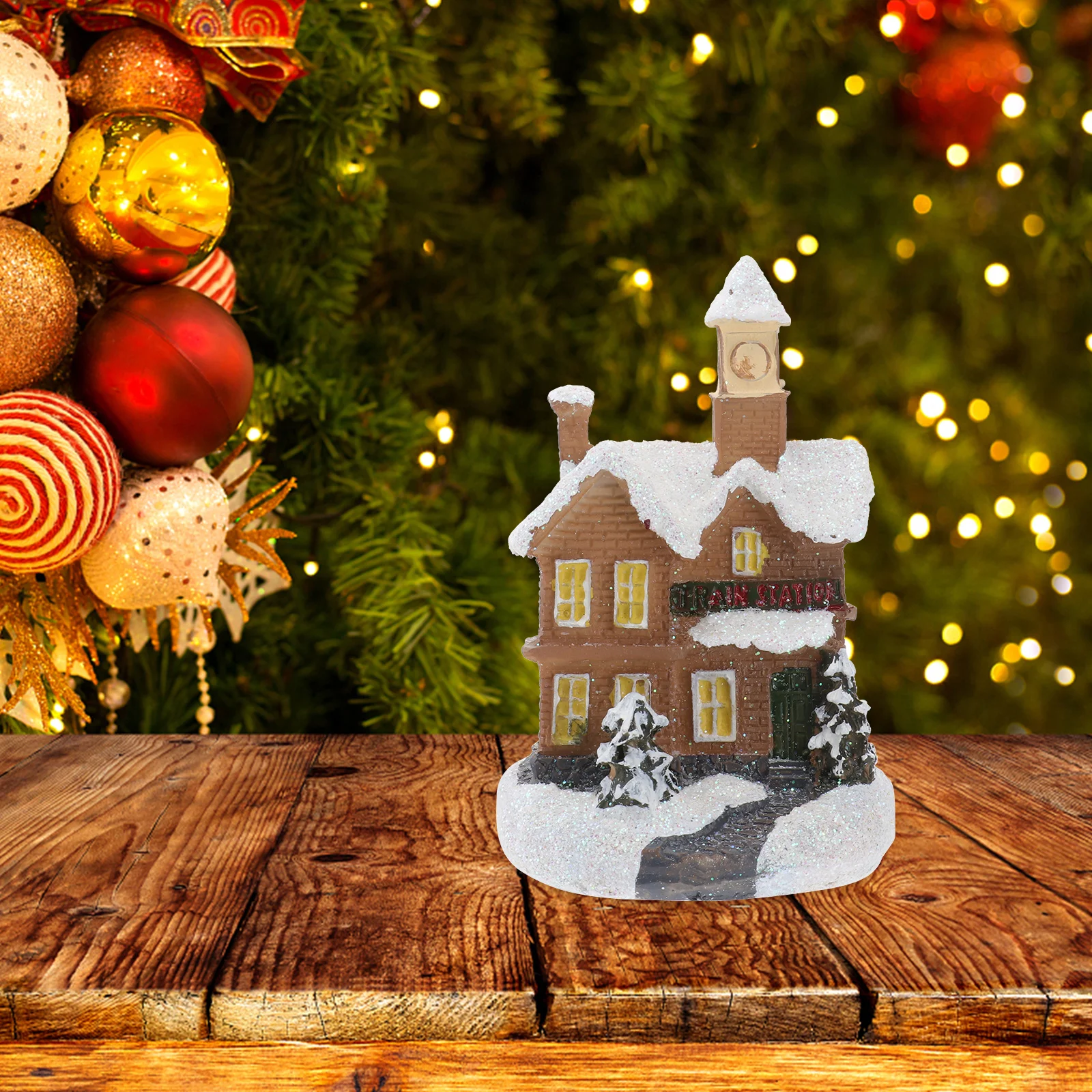 

1Pcs Resin Glowing Christmas House Stunning Decor Adornment Long Lasting Premium Material Xmas Ornament Home Decor