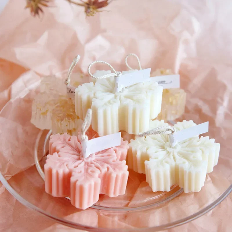 Christmas New Series Snowflake Shape Handmade Soap Epoxy Candle Mold Fondant Baking Mould Hexagonal Aromatherapy Silicone Molds