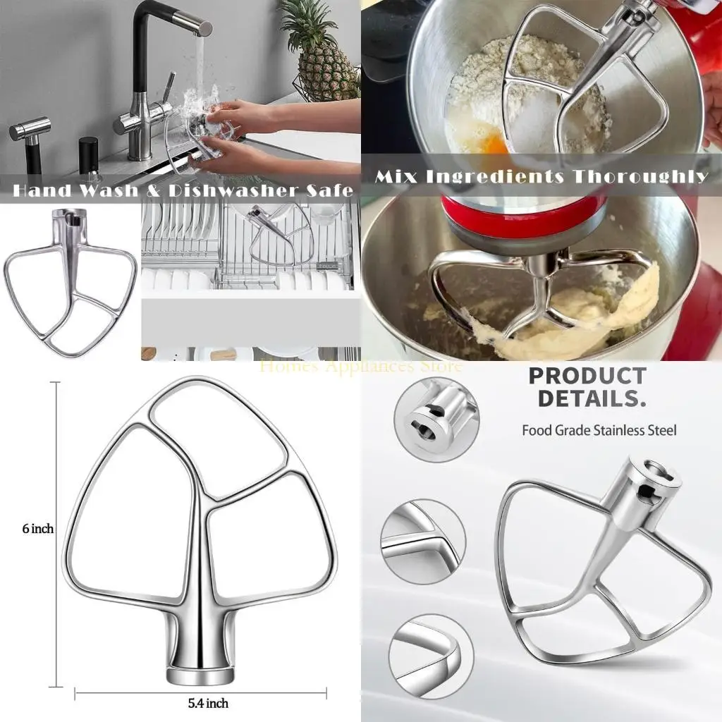 D0AB Flat Beater for Kitchenaid 4.5-5QT K45SS KSM150 KSM152 KSM165 Tilt-Stand Mixer Attachments Kitchen Paddle Baking Pastry