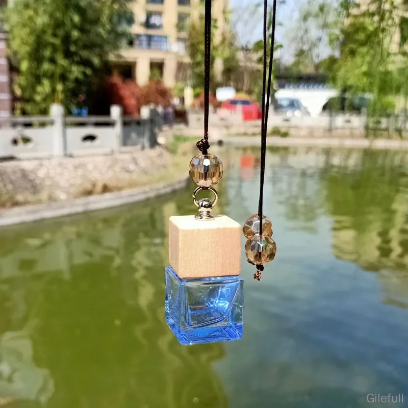 Garrafa de vidro vazia carro pendurado perfume espelho retrovisor ornamento ambientador