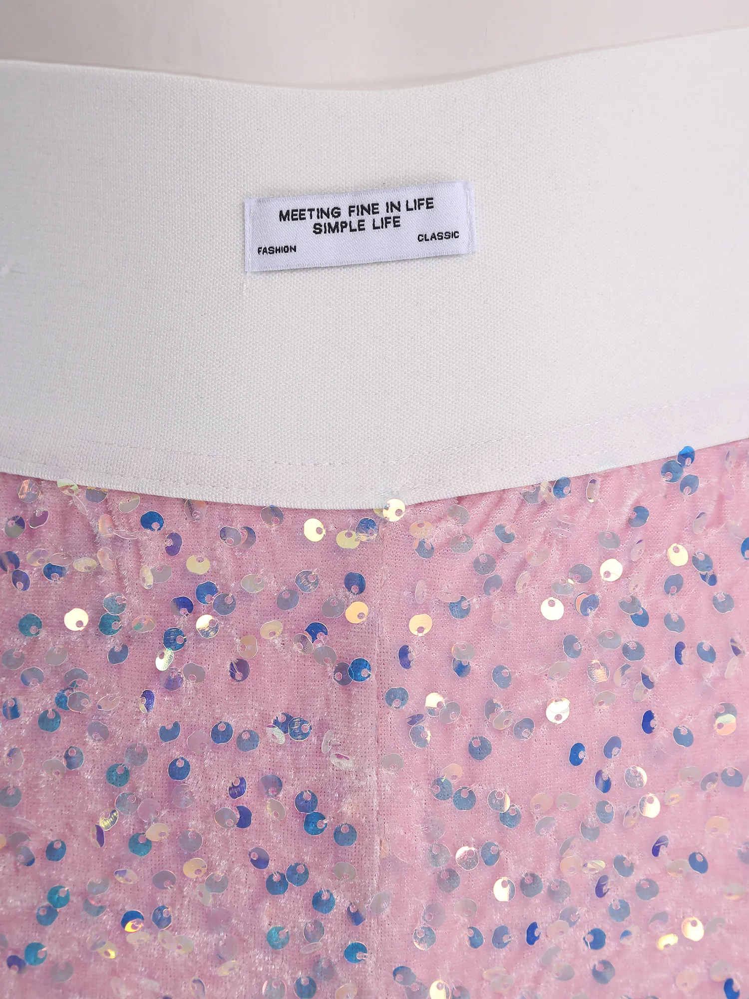 سروال نسائي ساخن عالي الخصر مزين بالترتر اللامع وحزام خصر مطاطي واسع مخملي مع شورت ترتر قيعان لحفلات الملهى الليلي