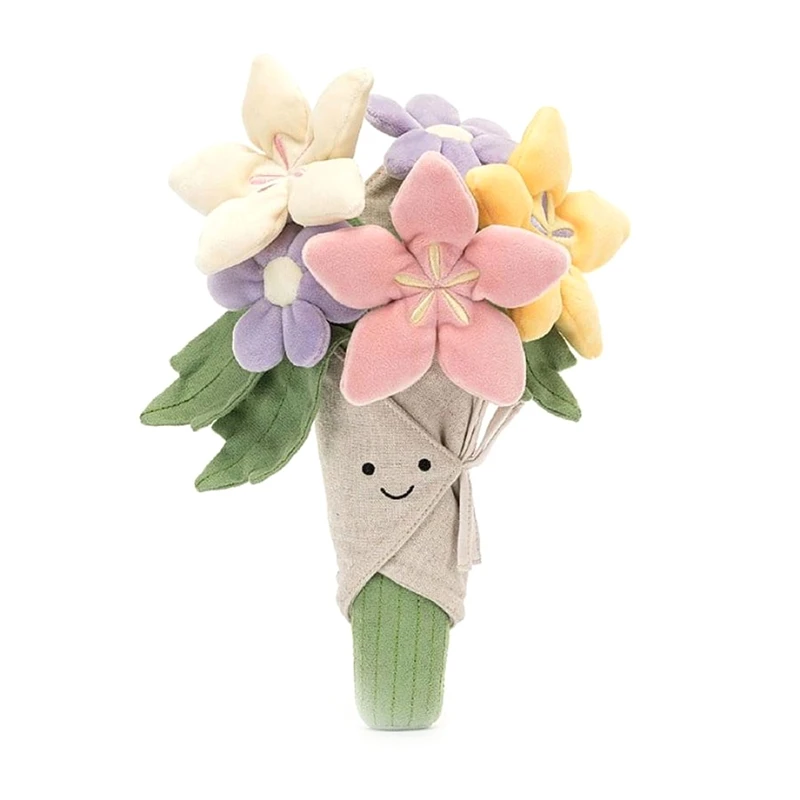 FBIL-Plush Flower Plush Toys Bouquet Doll Cartoon Stuffed Pillow Cherry Blossom Narcissus Birthday Graduation Day Gift