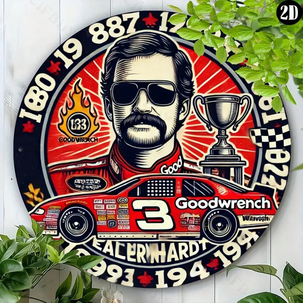 NASCAR Legend Letrero de metal redondo de 8 x 8 pulgadas, arte de pared de aluminio duradero, regalo ideal para decoración del hogar/oficina para sala de estar/bar, interior/Ou