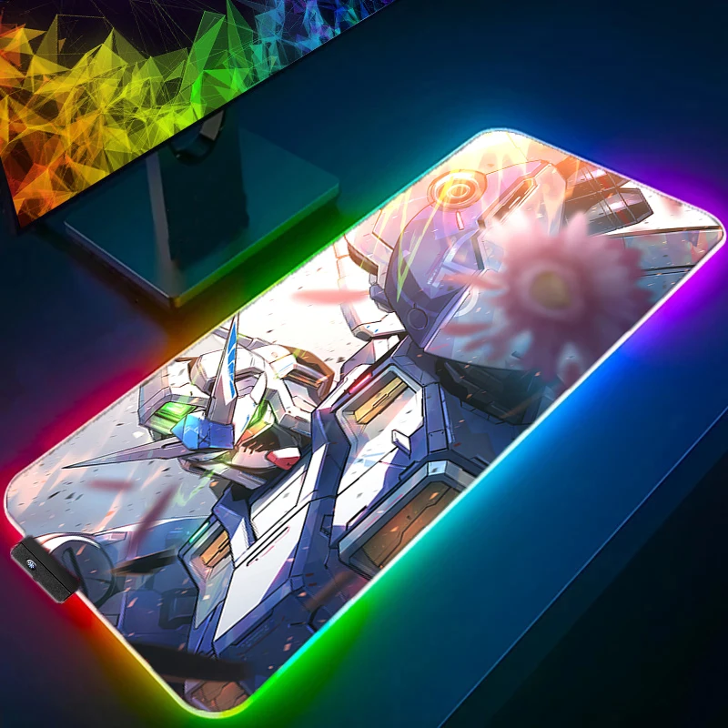 RGB LED أنيمي ماوس حصيرة مكتبية مكتب جهاز كمبيوتر شخصي اكسسوارات ماوس الوسادة M-ميكانيكية W-warrior G-gundam الألعاب لوحة المفاتيح #3