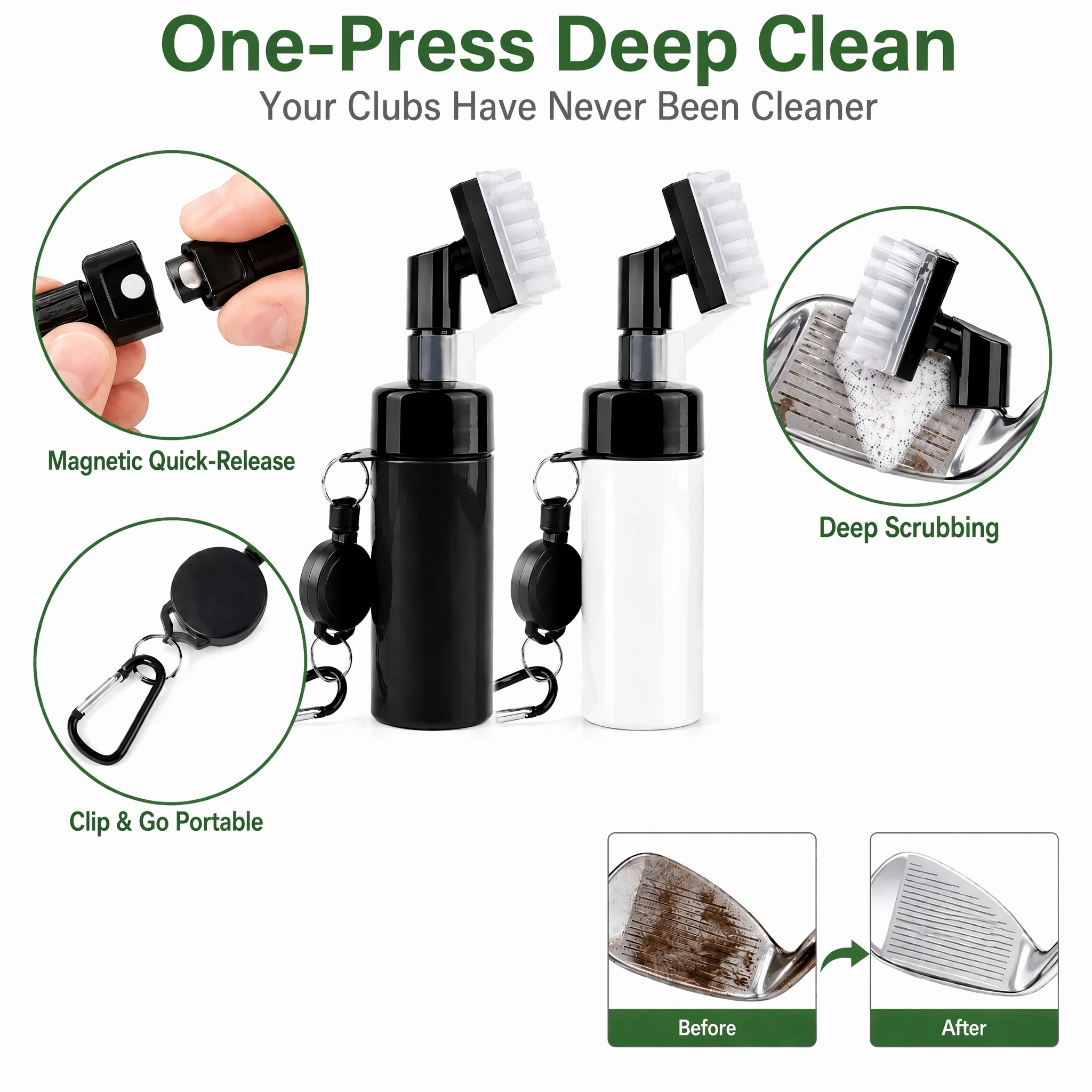 Golf Professional Club Groove Cleaner Brush With Leakproof Spray Squeeze Bottle Club Portable Cleaning Kit Tool Easy Cleaning
