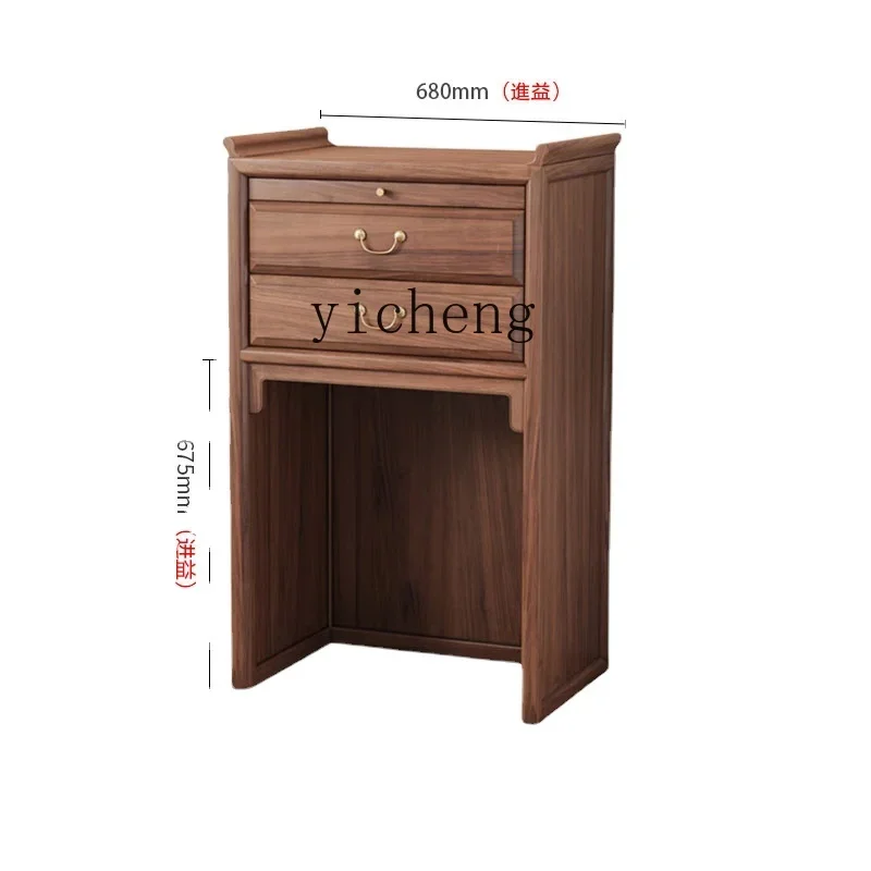 

YY Black Walnut Wooden Floor Main Cabinet Solid Wood Altar Incense Burner Table Household Guanyin God of Wealth Buddha Shrine