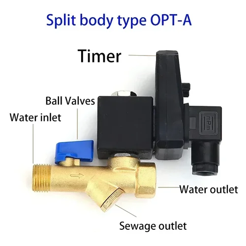 Imagen 2 del producto Válvula de drenaje electrónica, filtro de compresor de aire, tanque de almacenamiento de aire seco, Enfriador de drenaje, válvula magnética electromecánica seca de 24V/220v, 1/2