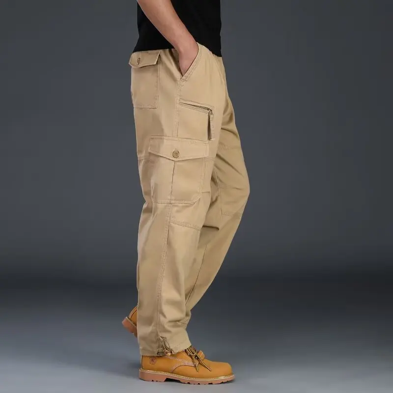 

Men Fashion Casual Sports Many Pockets Cargo Pants Men Versatile Look Taller Workwear pants Straight Elasticity Trousers