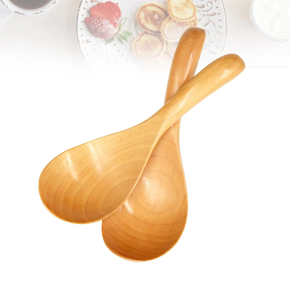 Cuchara de arroz de madera de loto Natural, mango cómodo para sopa, café, salsa de curry, servicio de mezcla, suministro de cocina para el hogar, 2 uds.