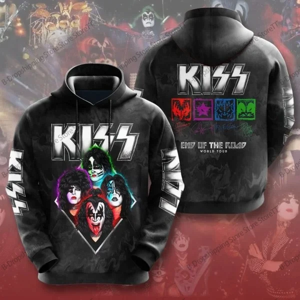 روك قبلة الفرقة ثلاثية الأبعاد طباعة الجرافيك هوديس الرجال النساء موضة المتضخم هوديي البلوز رجل معطف النساء تعرق الرجال مصمم الملابس