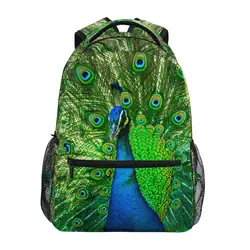 New Schoolbag Women Large Capacity Peacock print with floral Backpack for Children, Girls School Backpack, Teenagers Backpack