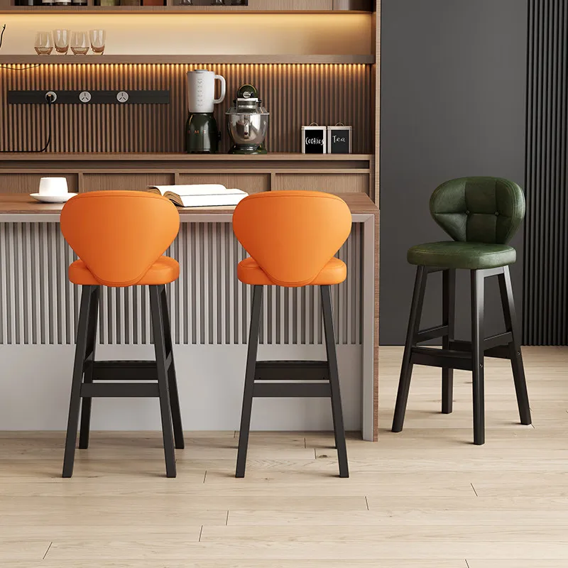 Premium Sturdy American Styles High Bar Stool with Backrests, Modern Minimalist for Home, Kitchen Island, Reception,Light Luxury