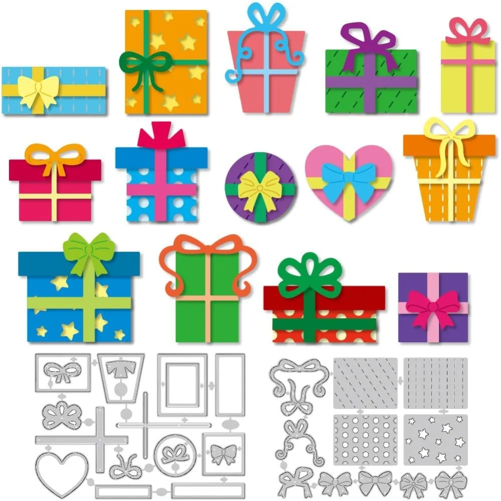 Overlay Geschenkbox-Stanzformen, Kartenherstellung-Schablonen, Kohlenstoffstahl-Stanzformen, Karten-Scrapbooking-Prägeschablonen