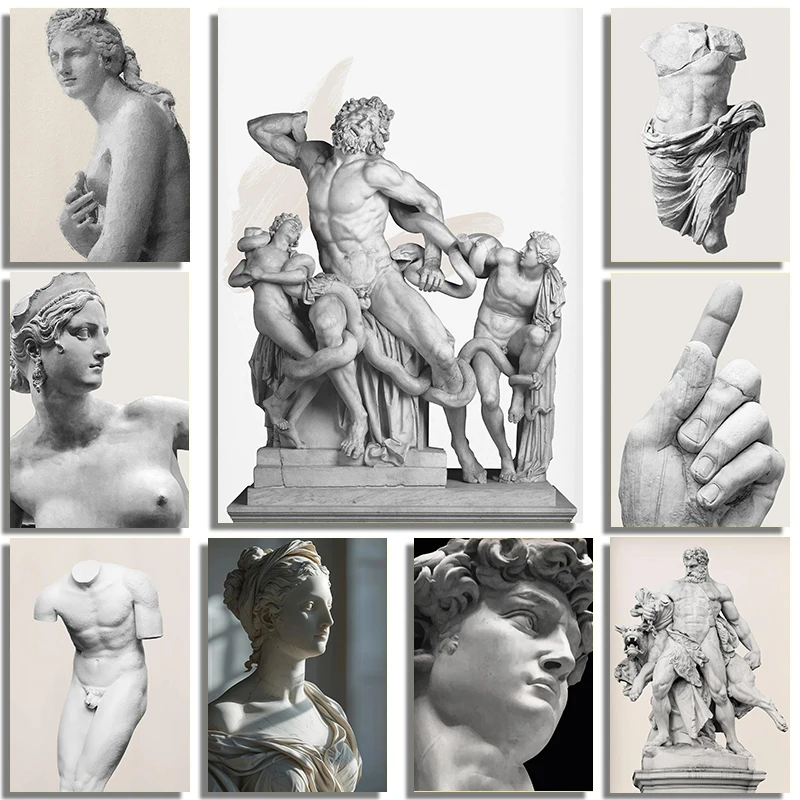 Roman And Greek Mythological Figures Animal Sculptures Art Poster Canvas Print Art Galleries Studios Home Wall Decor Frameless