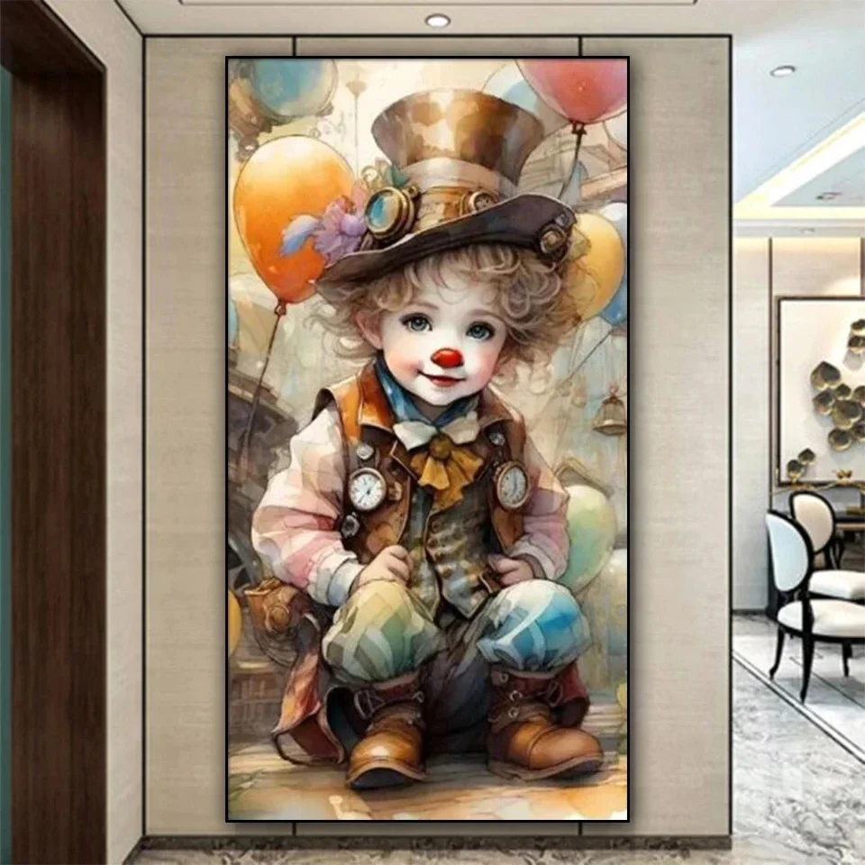 Large DIY 5D Diamond Painting Cute Clown Ballon Full Diamond Mosaic Jewelry cross stitch Kits Cartoon Painting Home Decoration