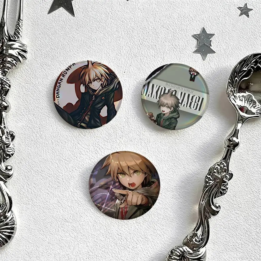 Game Danganronpa Makoto Naegi Can   Brooch Lapel Pin Button Badge on Bag Clothing Hat Jewelry Accessories Toys Gift