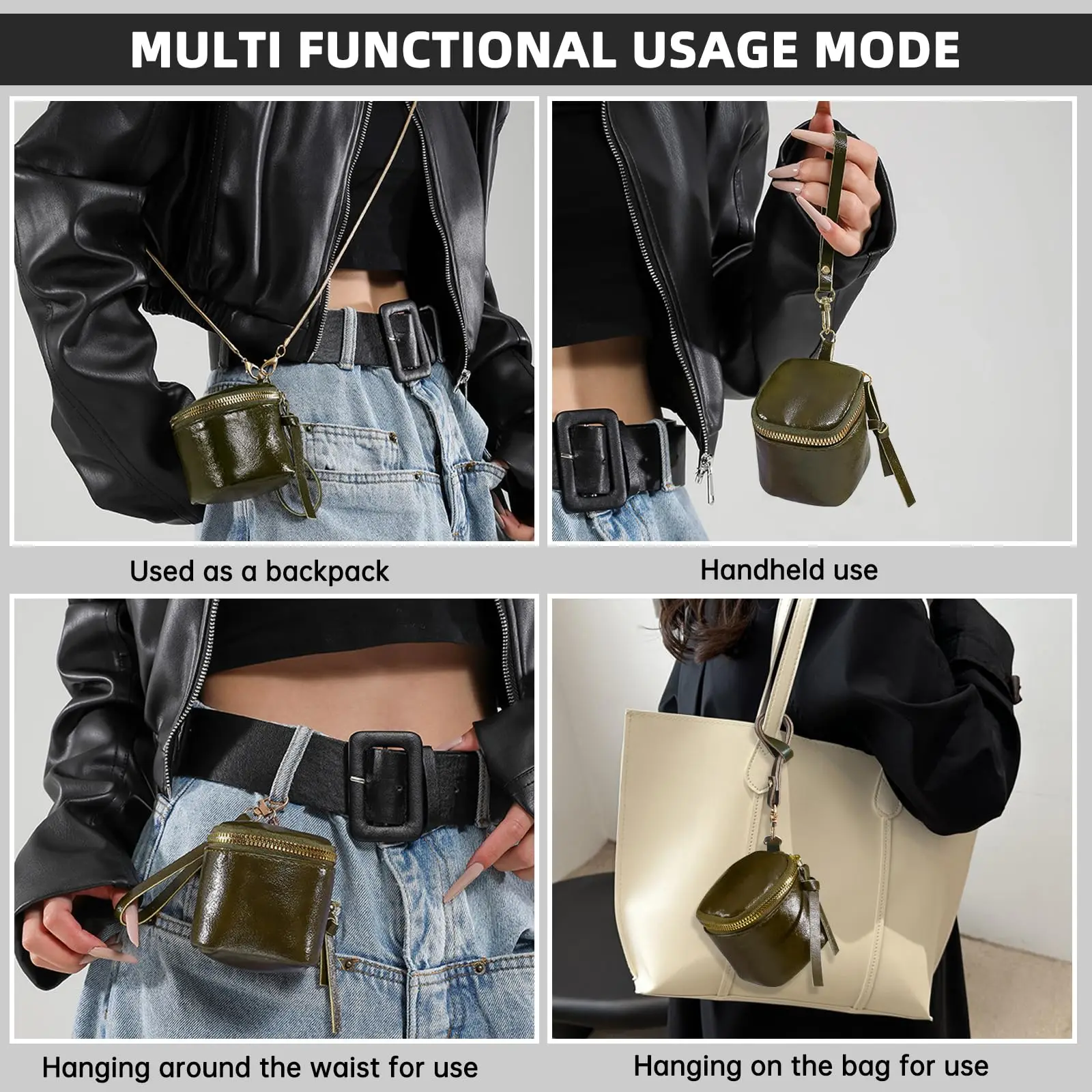 Mini Vintage PU Kosmetiktasche für Frauen, tragbarer Lippenstift-Organizer, Handtasche für Lipgloss, Lippenbalsam, Kopfhörer, Kopfhörer und Schlüssel