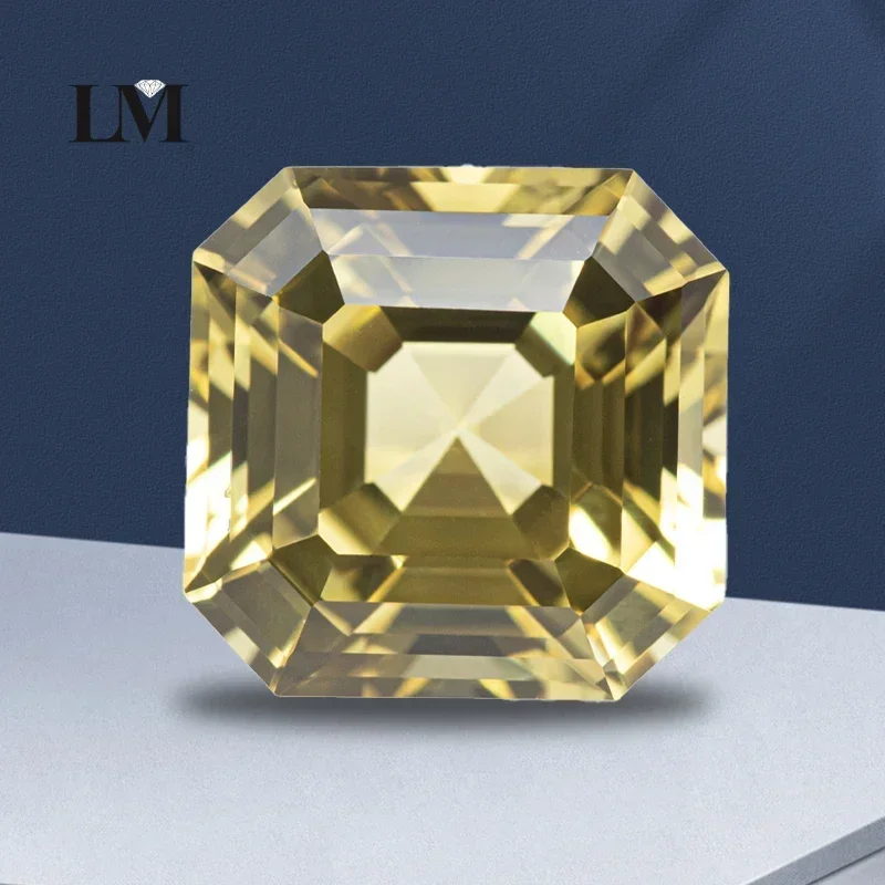 Top Lab Grown Sapphire Yellow Color Square Asscher Cut VVS1 Charms DIY For Jewelry Making Materials Selectable AGL Certificate