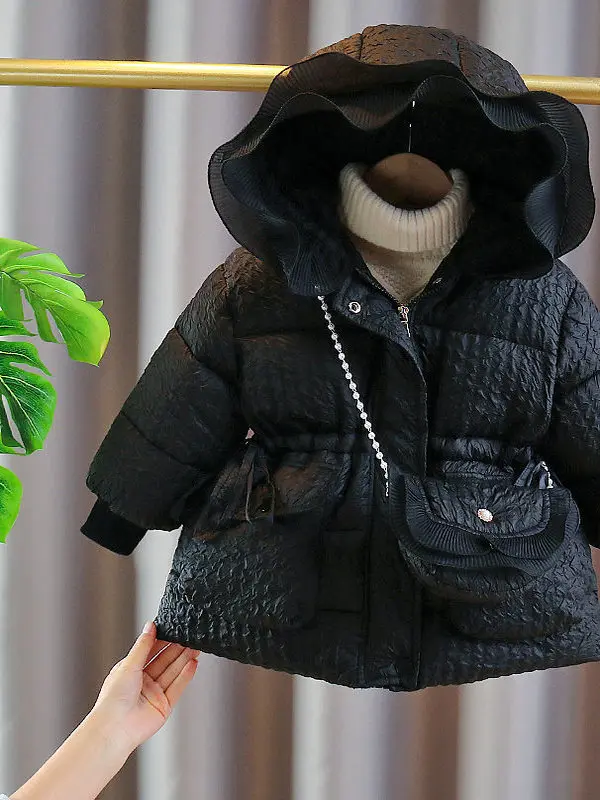 

Зимняя одежда для девочек, хлопковое модное пальто Thiened Fce, утепленное корейское модное пальто с застежкой на талии без Wa