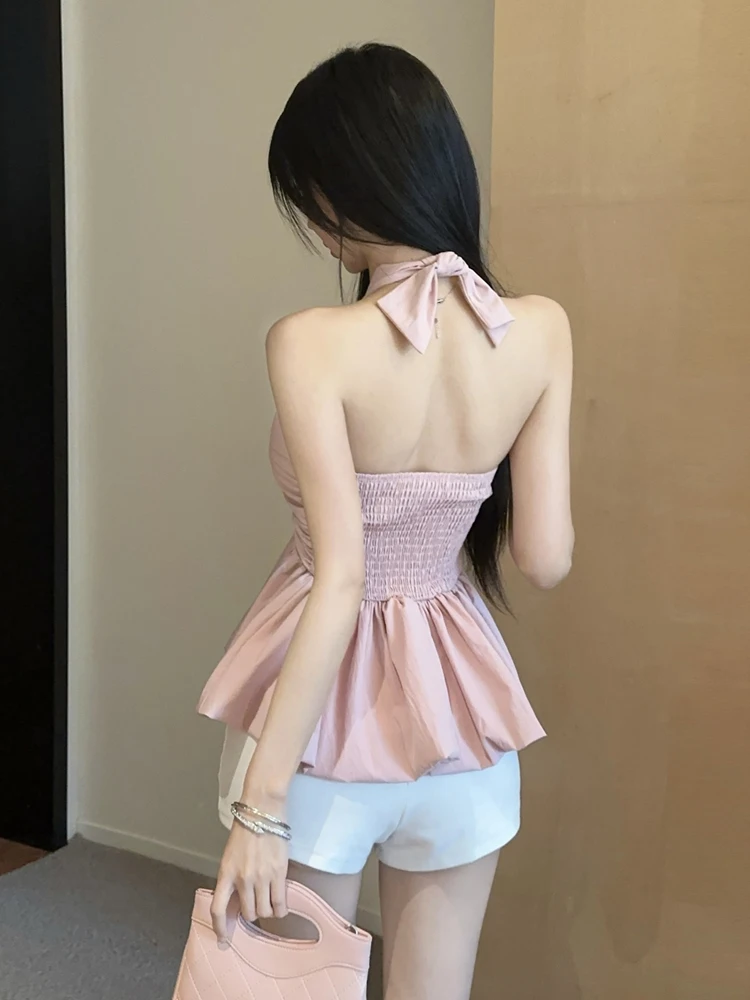 

Faionable Pure Desire Spicy Girl Knot Multi Wear Ne Hanging Vest Top плюс комплект для похудения Sli