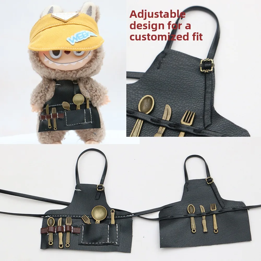 

Creative Personality Tooling Apron Labubu Doll Clothing Decoration Apron Simple Solid Color Leather Apron Adjustable Length