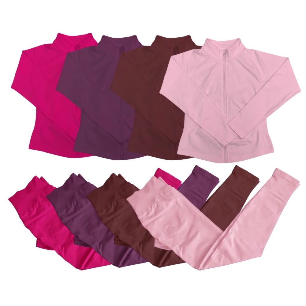 

2 Piece Dynamic Zippy sport legging Set Gym set Women Sport sets Leggings Long Sleeve Plastic Waistband Jacket Daily Fitness Set