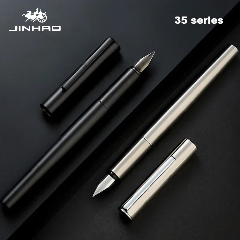 Imagem -02 - Jinhao 35 Caneta Tinteiro Todo em Aço Qualidade de Luxo ef f Nib Caligrafia Escrita Caneta Papelaria Negócios Escritório Material Escolar