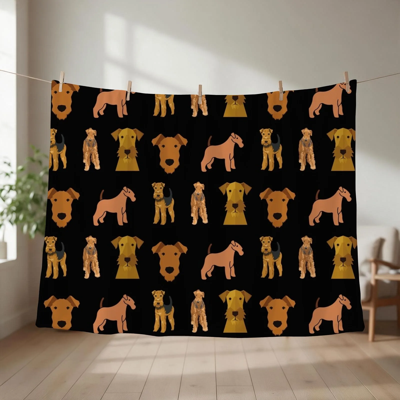Airedale Terrier Throw Blanket couch cozy soft plush fuzzy picnic outdoor blanket