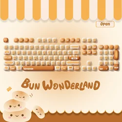 Akko Original Cute Theme MOG/MOA/MAO Profile PBT Keycap Set 5-side Dye-sub ANSI/ISO Layout Girl Keycaps Gift Round Bun Mushroom