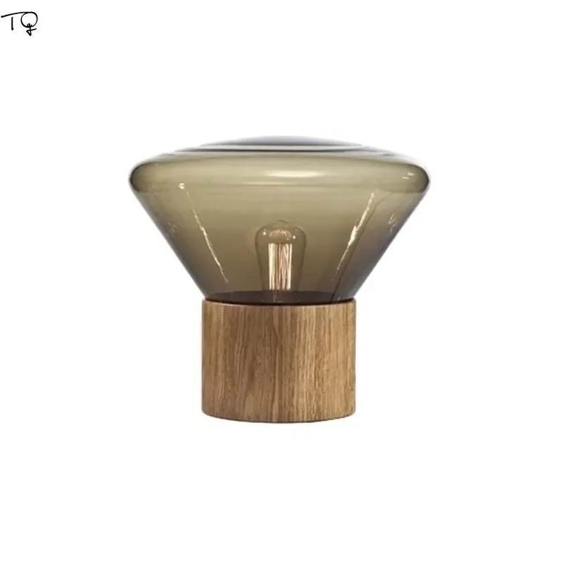 Czech Design Brokis Muffins Table Lamp LED E27 Solid Wood Base Glass Minimalist Desk Lights Living Room Bedroom Background Study