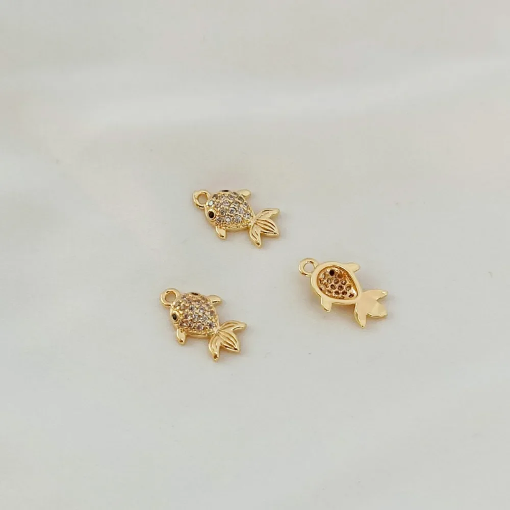 

14K Gold-plated Zircon Crystal Butterfly, Little Fish, Mouse Pendant, Bracelet, Necklace, DIY Handmade Accessories