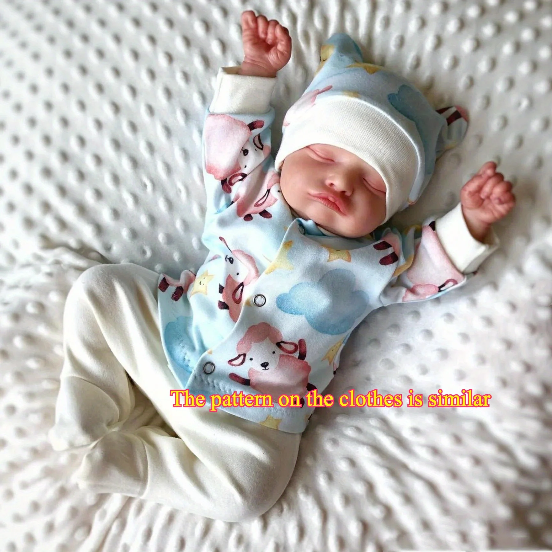 BZDOLL 48 cm (19 Zoll) niedliche schlafende Reborn-Babypuppe mit 3D-bemalter Haut und sichtbaren Adern (weiche Vinyl-Extremitäten, Stoffkörper), Prinzessin-Neugeborenes, Kunstspielzeug für Mädchen,