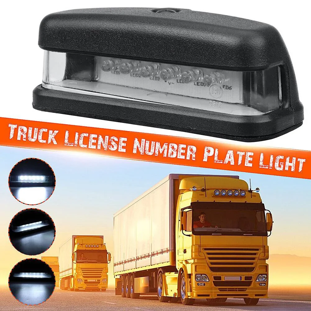 

6 LED Rear License Light Fit Truck SUV Trailer Lorry White Number Plate Lights Auto Back Waterproof License Planel Lamp Rubber