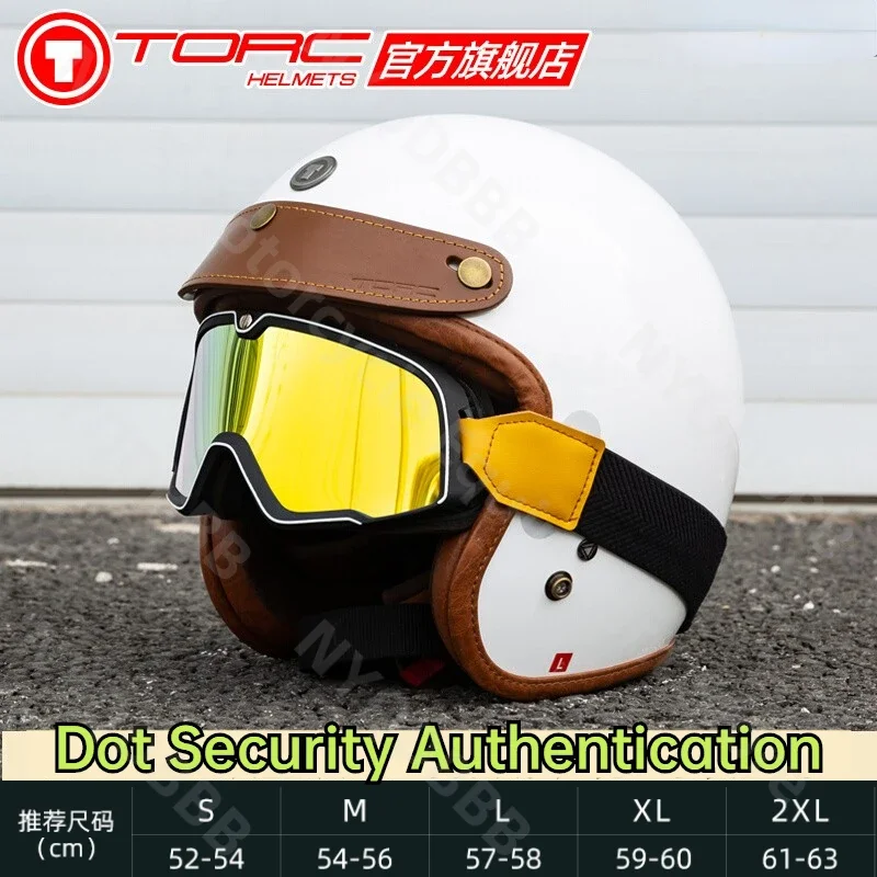 TORC Retro Half Helmet Motorcycle Helmet Cruise Motorcycle Three-quarters Winter Pedal Dot Certified Helmet