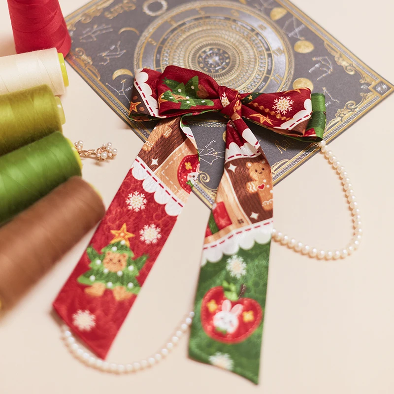 

Christmas Gift Scarf Long Silk Scarf Bag Handle with Holiday Gift Cute Long Scarves Christmas Souvenir