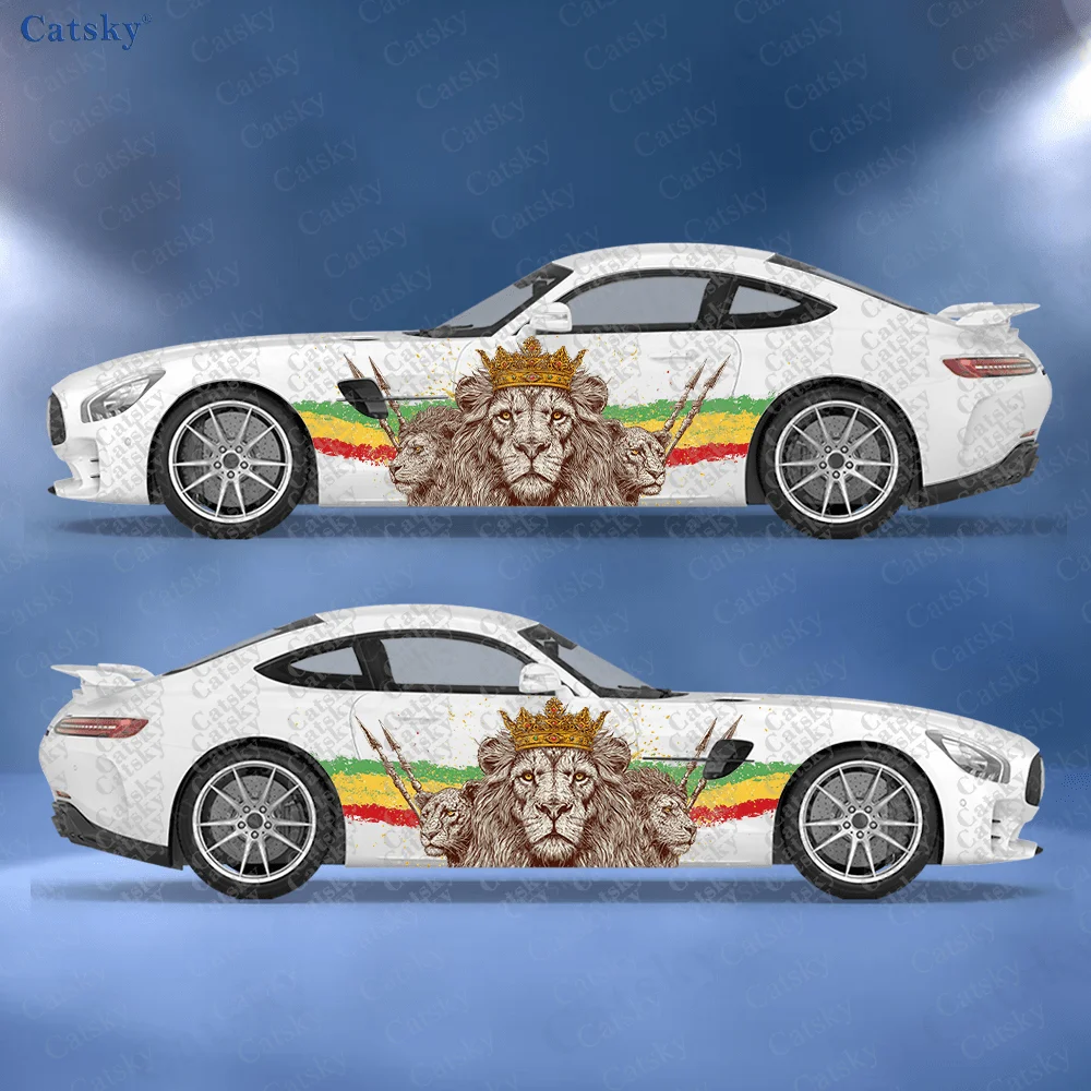 

2pcs Three Lion Car Side Wraps, Self-Adhesive PVC Waterproof & Scratch-Resistant Stickers, Car Accessory Gift