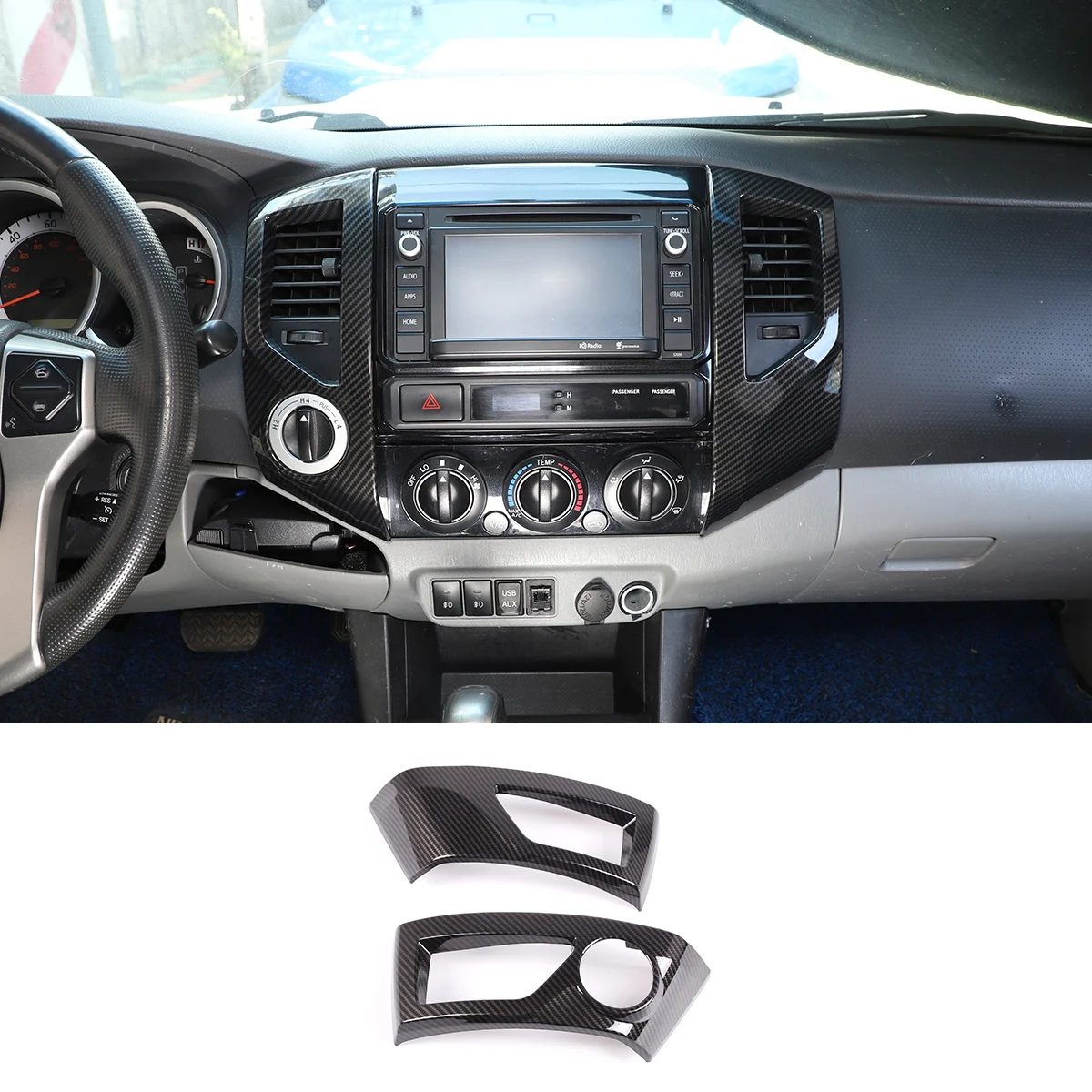 

For Toyota Tacuma 2011-2015 LHD Automotive Center Control Instrument Air Outlet Decorative Frame ABS Red Car Accessories