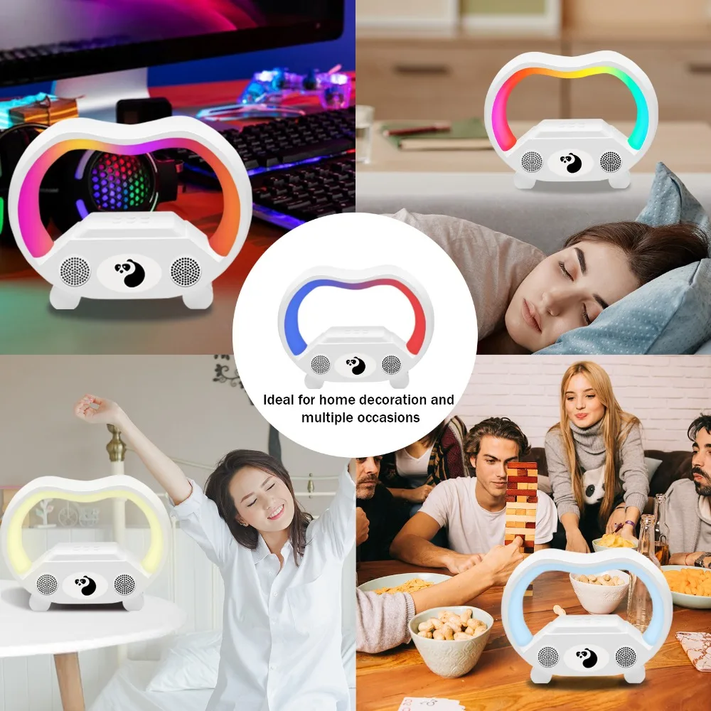 

Smart Lamp Multifunction Wireless Charger Bluetooth Speaker Alarm Clock Stand Speaker with RGB Night Bedroom Decor Portable